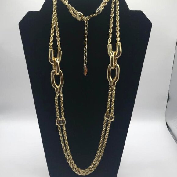 Coldwater Creek Gold-Tone Double Chain Twisted Cable Necklace - Picture 1 of 9